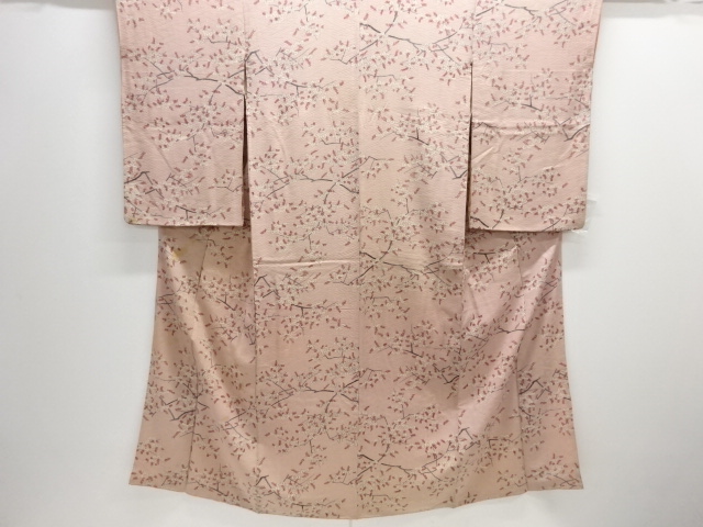 JAPANESE KIMONO / ANTIQUE KIMONO / SILK / MON KINSHA / BRANCH LEAVES